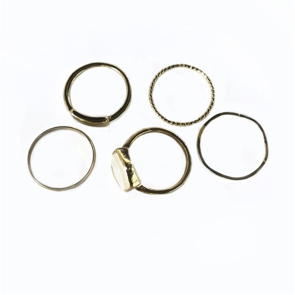 **KHADIJA* 5-Pc Gold Minimalist Fashion Ring Set - Picture 7 of 7